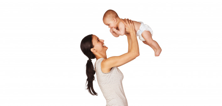 happy mother and baby