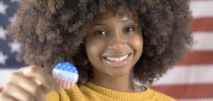 An image from Amida Care's 2024 video campaign Let's Vote! Let Our Voices Be Heard.