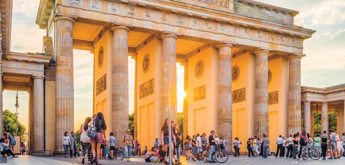 Brandenburg Gate at sunset, Berlin, Germany
