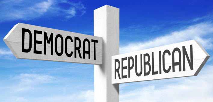 Democrat and republican signpost