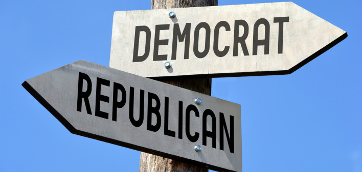 Democrat and Republican signpost