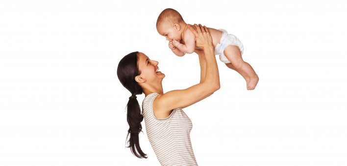 happy mother and baby