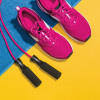 running shoes sneakers and jump rope