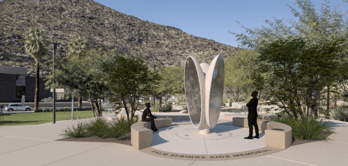 Renderings for the proposed Palm Springs AIDS Memorial, unveiled September 2024
