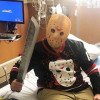 Jason Patton arrived for his surgery on Friday the 13th dressed as Jason Voorhees from the movies.