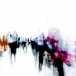 blurred abstrat image of people on city street