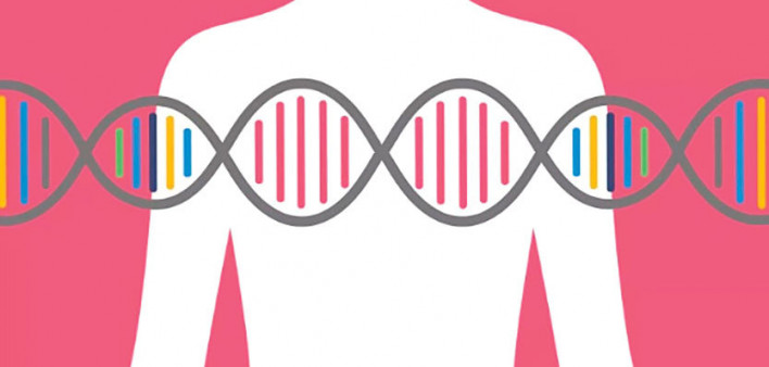 figure of woman with DNA over chest