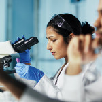 researchers working in the lab