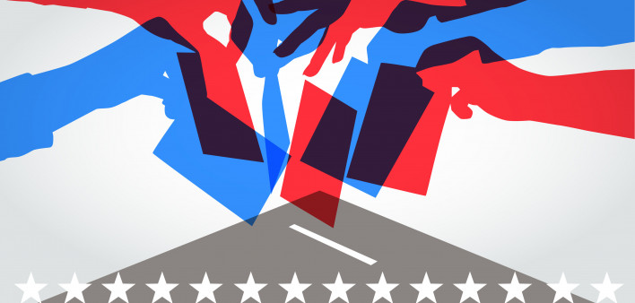 USA, Ballot Box, Nomination hands with ballots