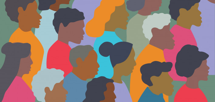 illustration many figures ethnic crowd
