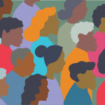 illustration many figures ethnic crowd