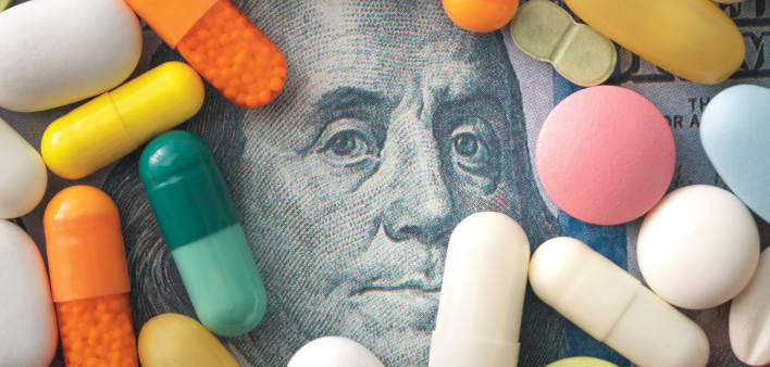 illustration pills and money