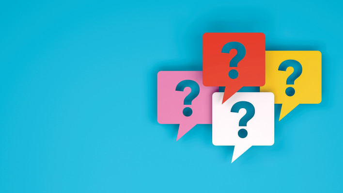 speech bubbles with question marks illustration
