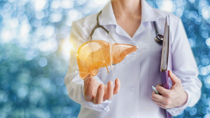 Doctor and liver illustration