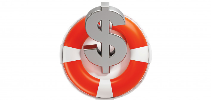 life preserver and money symbol