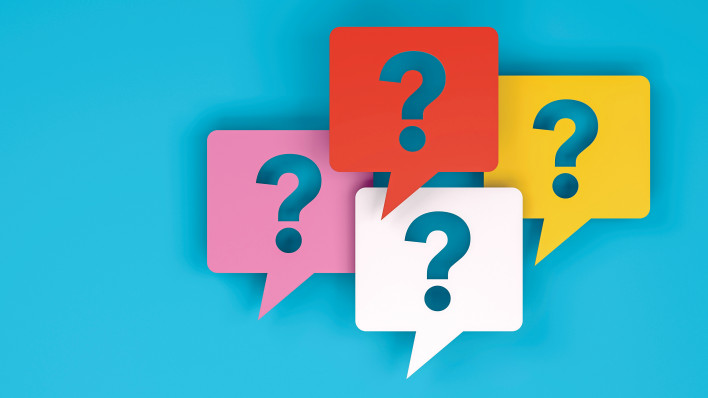 speech bubbles with question marks illustration