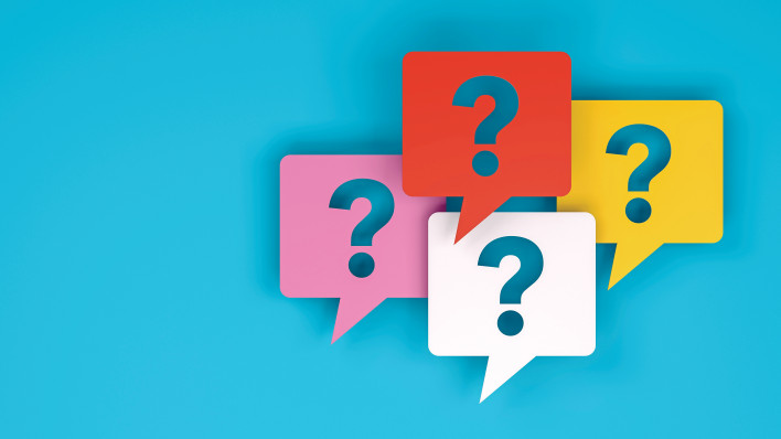speech bubbles with question marks illustration