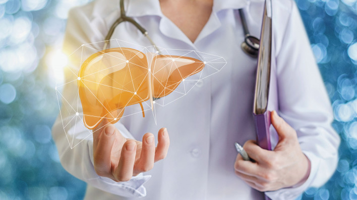 Doctor and liver illustration