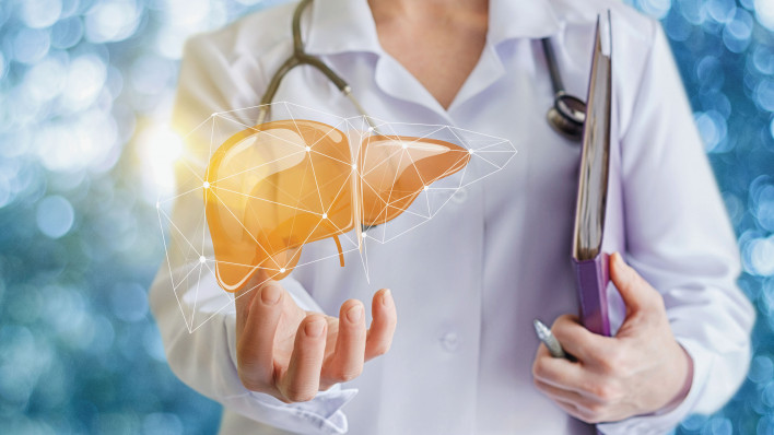 Doctor and liver illustration