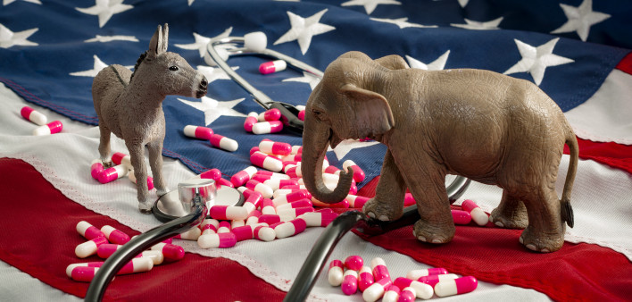 The fight over the Affordable Care Act and healtcare concept