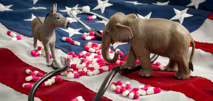 The fight over the Affordable Care Act and healtcare concept
