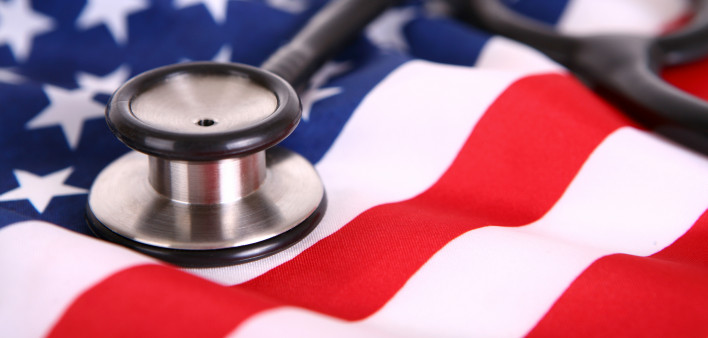 Stethescope on American Flag healthcare