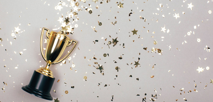 trophy with star shaped glitter