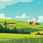 illustration rural landscape farm land