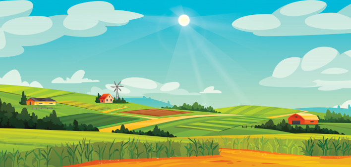 illustration rural landscape farm land