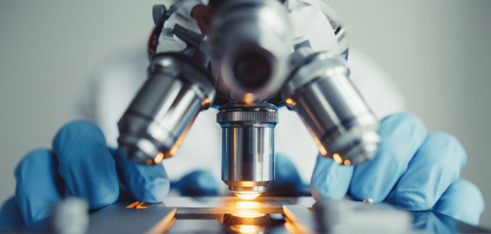 microscope in lab