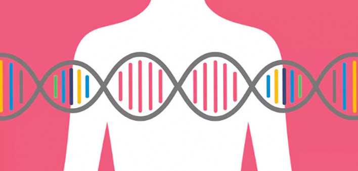 figure of woman with DNA over chest