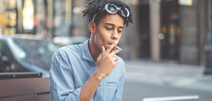 teen boy smoking