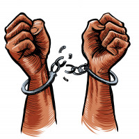 illustration slave breaking chains