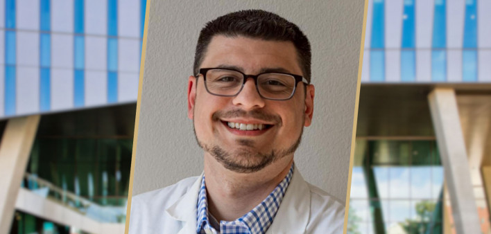 Mathew Angelos, MD, PhD, of the University of Colorado, studies CAR-T cell therapy to treat acute myeloid leukemia and other hematologic cancers.