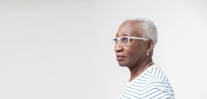 Older black woman wearing glasses