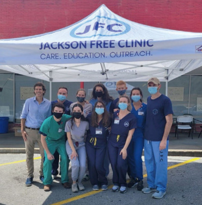 Dobbs and colleagues at a free clinic event in Jackson