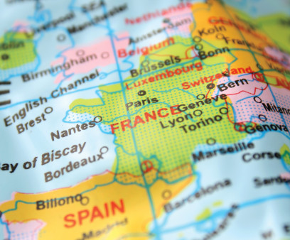 printed map showing France