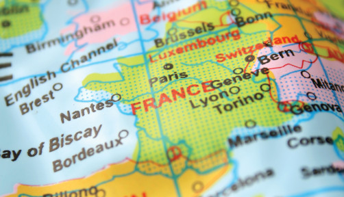 printed map showing France