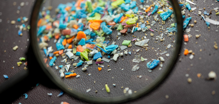 Macro shot on a bunch of microplastics that cannot be recycled.