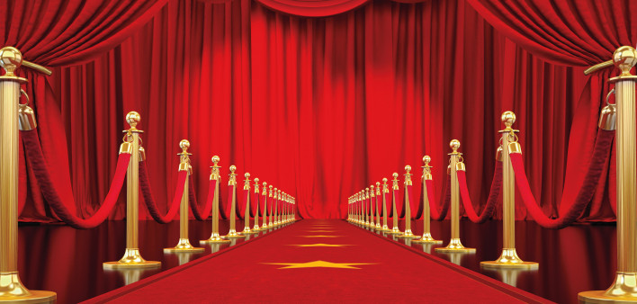 Red Carpet with Gold Star Red Curtains Awards