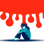 Concept of mental health and anxiety due covid-19. Female subject