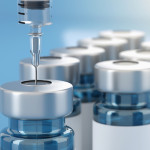 Rendering 3d vaccine medicine bottle flu vaccine anti-vaccination and covid-19