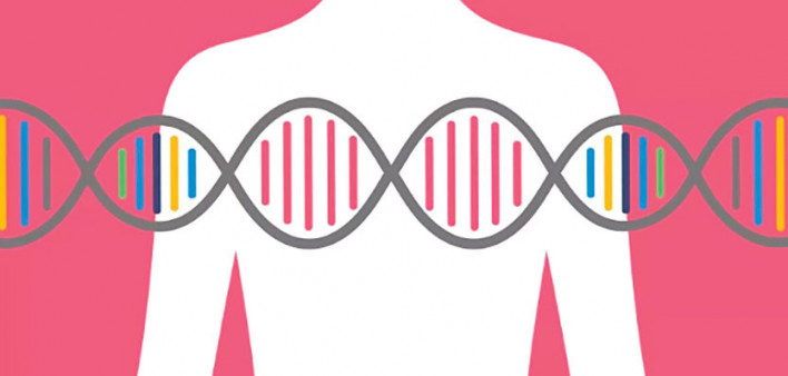 figure of woman with DNA over chest
