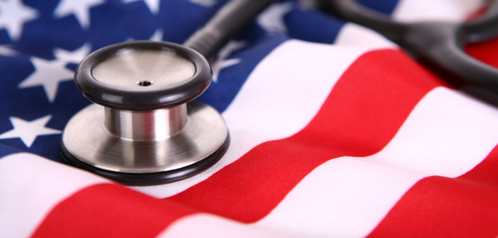 Stethescope on American Flag healthcare