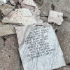 Damaged sections of The Wall Las Memorias AIDS Memorial in Los Angeles, January 2025