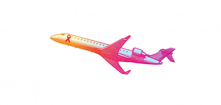 illlustration jet with AIDS ribbon