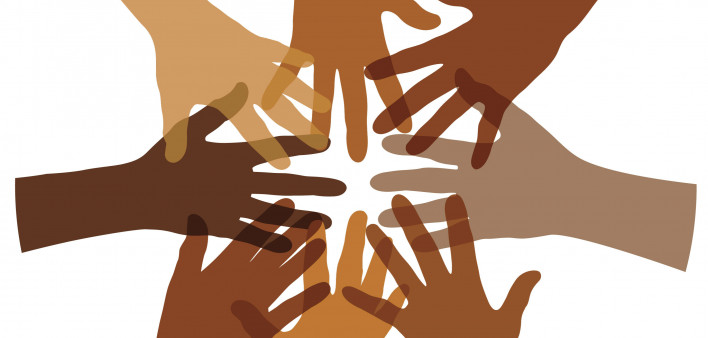 illustration of hands in a circle support concept
