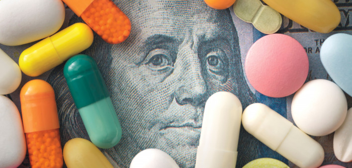 illustration pills and money
