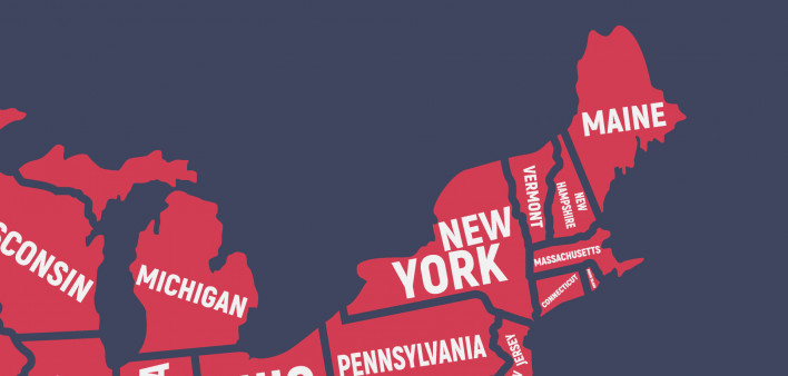 United States of America map with state names