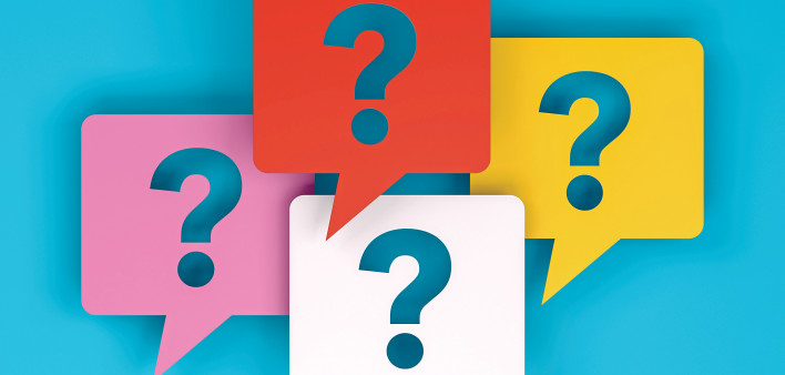 speech bubbles with question marks illustration